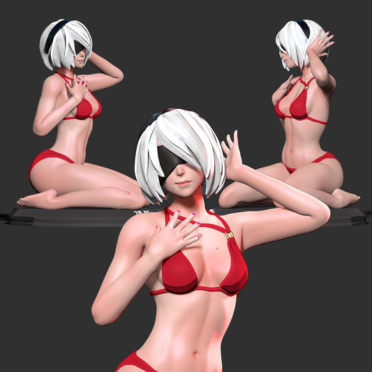 NieR: Automata 2B STL | 3D Printable Model | Anime Game Fan Art